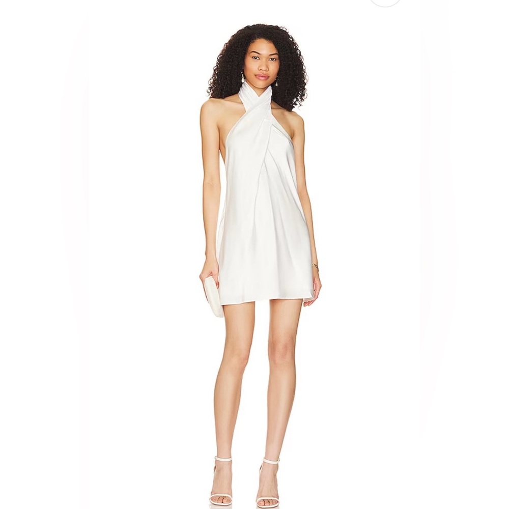 Jasmine Halter Mini Dress in Ivory Show Me Your Mumu
